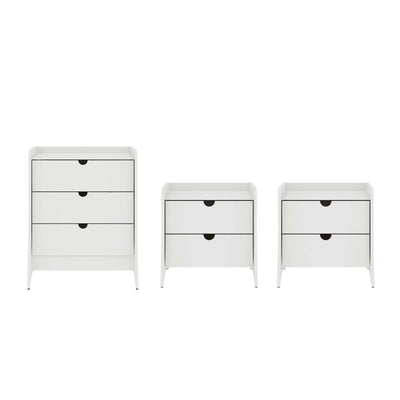Coney Mid-Century Modern 3-Piece Dresser Set in White | Ensemble de commode 3 pieces Coney style milieu du siecle en blanc