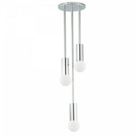 Luminaire suspendu Adams de Dainolite avec fini chromé poli et 3 ampoules
