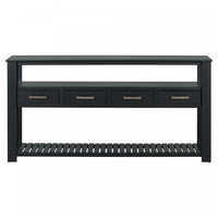 Table d'entree Ava 62,2'' avec tiroirs et etageres ouvertes, noire