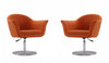 Fauteuil pivotant moderne tisse Voyager en melange, orange - Lot de 2