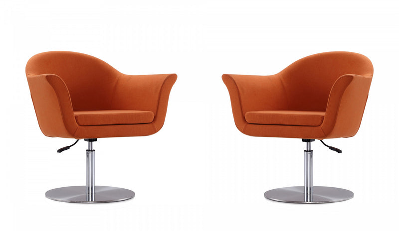 Fauteuil pivotant moderne tisse Voyager en melange, orange - Lot de 2