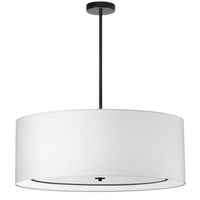 Grand luminaire suspendu Porscha de Dainolite avec abat-jour blanc, fini noir mat et 4 ampoules