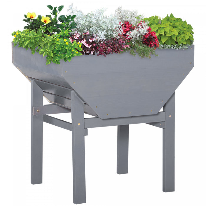 Outsunny Jardiniere Surelevee Lit De Culture Jardin En Bois Avec Tissu Non-tisse, Boite Bac A Pantes Pour L'exterieur Gris