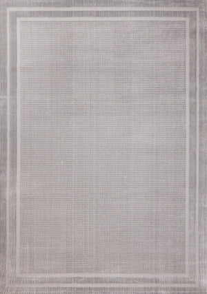 Carpette à poil long et court Ellie en polyester doux texturé à bordure grise - 5 pi 3 po x 7 pi 7 po