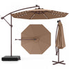Costway Parasol suspendu deporte 10FT avec 32 LED, sac de sable, base croisee pour exterieur