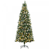 Homcom Arbre De Noel Artificiel Pre-eclaire De 7,5 Pi, Pointes Enneigees