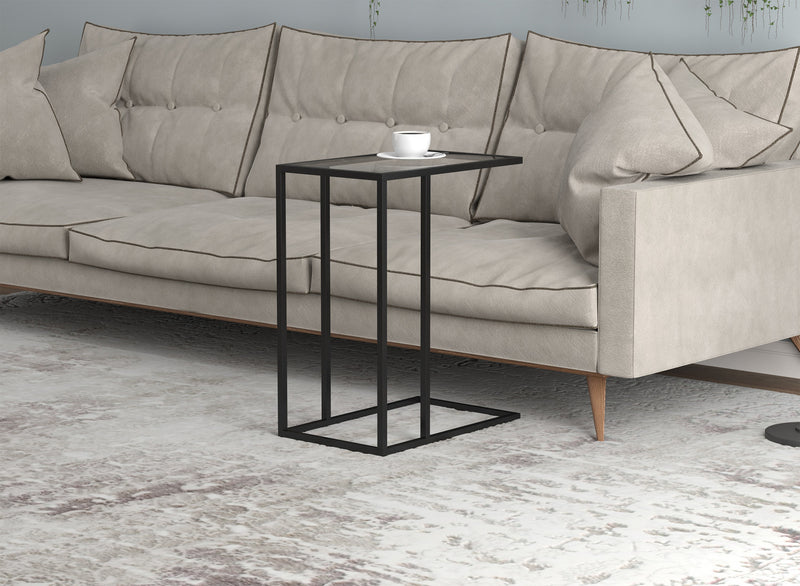 Table de bout en forme de C de 19 po avec armature en métal