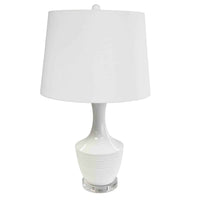 Très grande lampe de table Goliath de Dainolite en céramique, avec abat-jour cylindrique, fini blanc et 1 ampoule
