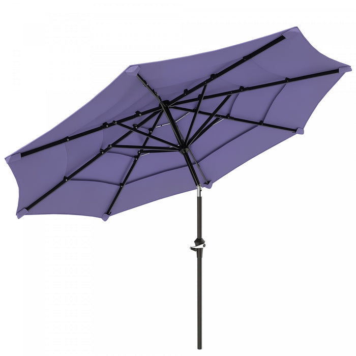 Outsunny Parasol De Terrasse A 4 Niveaux Avec Manivelle, 10,7 Pi, Violet