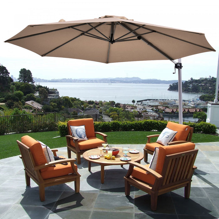 Costway Parasol deporte pour patio de 11 pieds, rotation a 360 degres, inclinaison en aluminium, beige