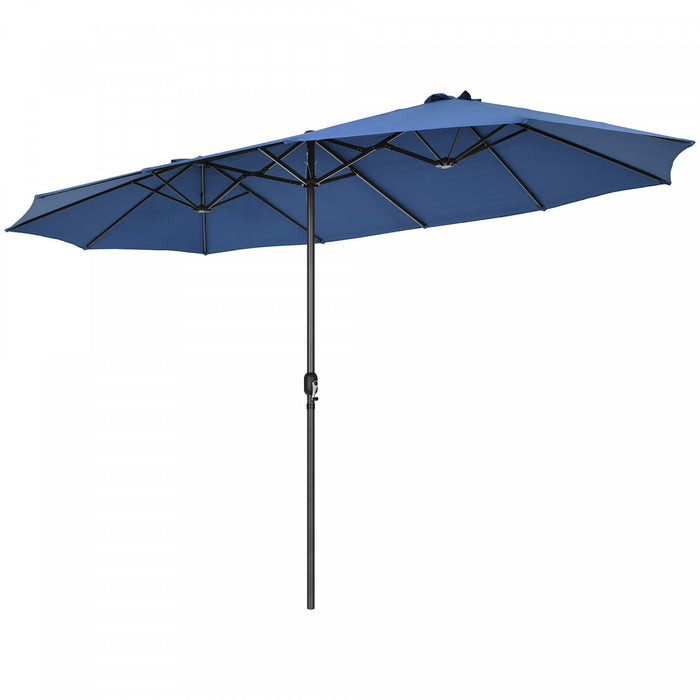 Costway Parasol double face 15FT a manivelle pour patio Jardin marche protection solaire Navy