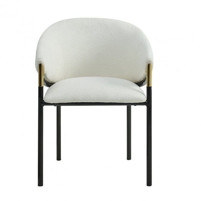 Pater Chaises De Salle A Manger Modernes Avec Assise Tapisee En Tissu Et Pieds En Metal, Blanc