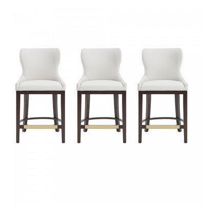Blair Modern Wood Upholstered Counter Stool in White - Set of 3 Bar Stool | Tabouret de comptoir Blair moderne en bois et tissu blanc - Lot de 3