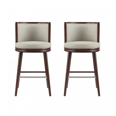 Evalyn Modern Wood Upholstered Barstool in Stone - Set of 2 | Tabouret de bar moderne en bois et tissu Evalyn, coloris pierre - Lot de 2