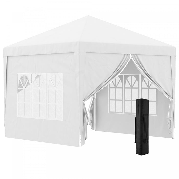 Outsunny 10'x10' Tente De Reception Tonnelle Avec Sac De Transport (blanc)