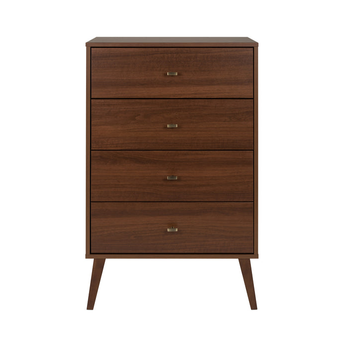 Commode verticale haute Milo à 4 tiroirs - cerisier