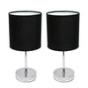 Ensemble de 2 mini lampes de table de base de Simple Designs chromées - noir