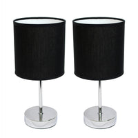 Ensemble de 2 mini lampes de table de base de Simple Designs chromées - noir