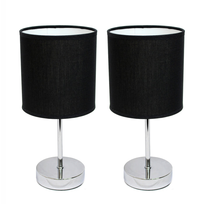 Ensemble de 2 mini lampes de table de base de Simple Designs chromées - noir