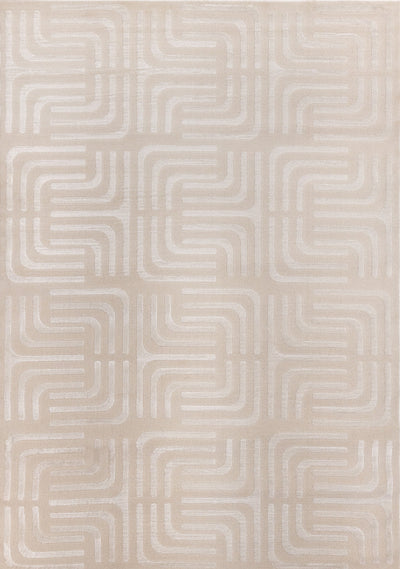 Leonardo Cream Beige Oriental Trellis Pattern Rug, 6'7" x 9'6" Indoor Area Rug | Tapis a motifs de treillis orientaux creme beige Leonardo, 6'7" x 9'6"