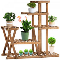 Outsunny Etagere A Fleurs 5 Niveaux Support Pour Pot De Fleurs En Bois Porte Plantes Pour Salon Entr