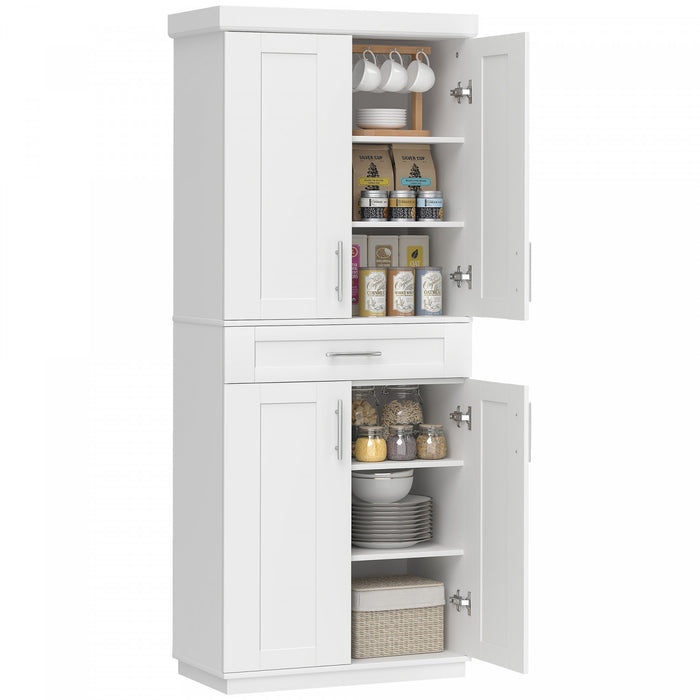 HOMCOM Garde-Manger Cuisine Moderne Etageres Blanc