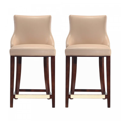 Shubert Modern Wood Upholstered Counter Stool in Tan - Set of 2 | Tabouret de comptoir moderne en bois avec assise rembourree Shubert, couleur beige - Lot de 2