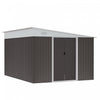 Outsunny - Abri De Jardin En Acier De 11,3 X 9,2 Pieds - Maison D'outils En Metal Pour L'exterieur, Avec Portes Coulissantes Doubles Et 2 Ventilateurs, Gris.
