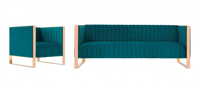 Ensemble de canape 2 pieces Trillium style milieu du siecle en bleu sarcelle
