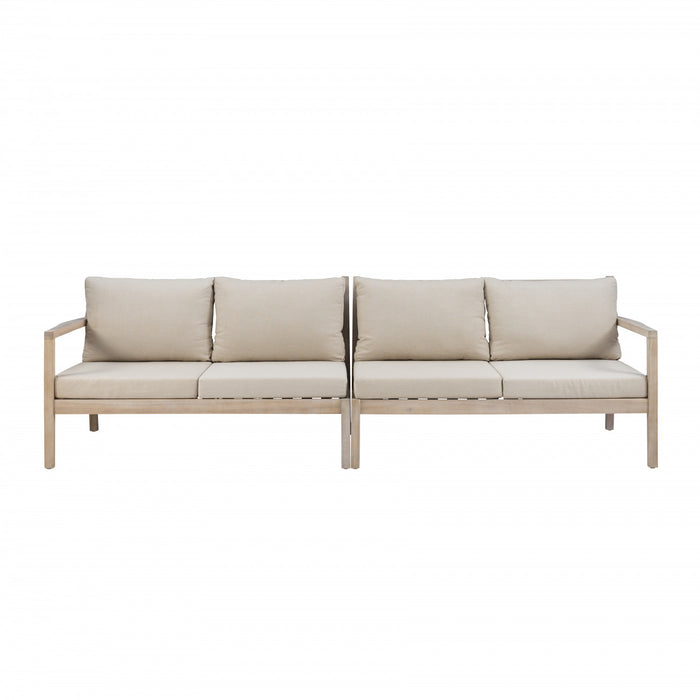 Causeuse Teagon de couleur beige et naturelle pour la terrasse à l’extérieur - ensemble de 2