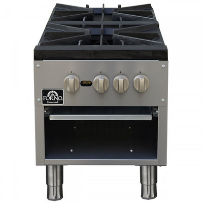 FORNO Commerciale Gas Stock Pot, 2 Burners, 160,000 BTU, Stainless Steel - FCMSP0094-18 | Rechaud a marmite au gaz Commerciale, 2 bruleurs, 160 000 BTU, acier inoxydable - FCMSP0094-18
