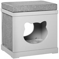 Pawhut Lit D'interieur Pour Chat Avec Coussins Rembourres Doux, Jolie Maison Cubique Couverte Avec 2