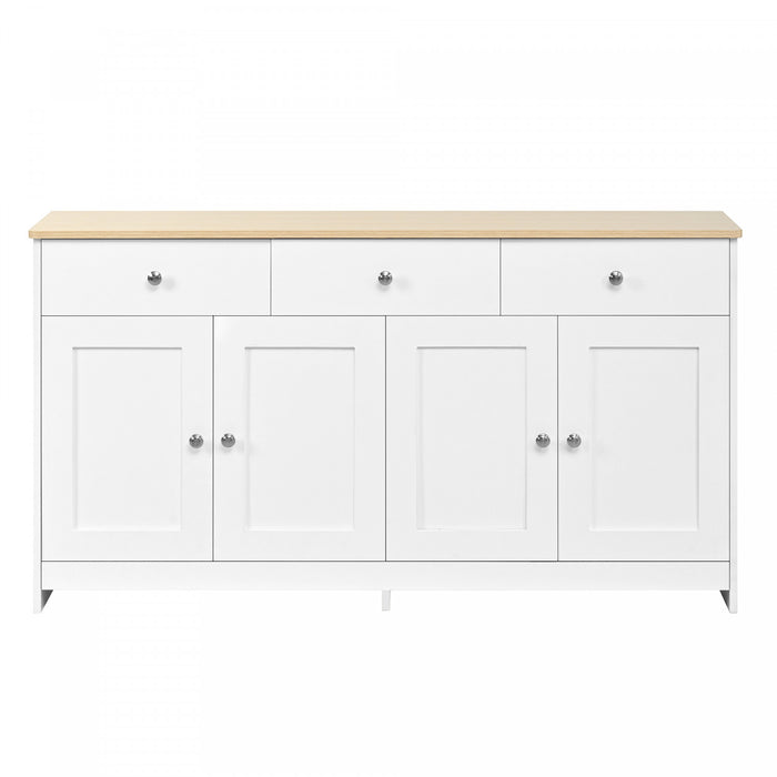 Grace Buffet en Bois Rustique de 55,1\" avec Portes et Tiroirs, Blanc