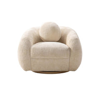  Fauteuil lounge Tribeca style mid-century en chenille creme