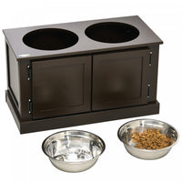 Pawhut Gamelles Surelevees Pour Chiens Avec Meuble De Rangement, Support Pour Gamelles Surelevees Av