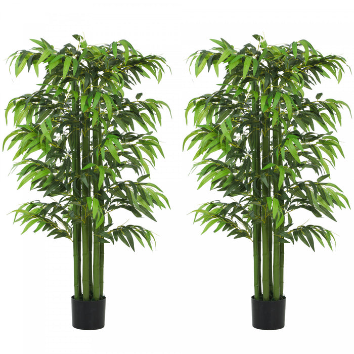 HOMCOM Bambou artificiel 5.3' pour decoration interieure, Lot de 2, vert
