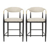 Ensemble De 2 Tabourets De Comptoir Aubrey Avec Dossier Ouvert, Revêtement En Tissu, Structure En Métal – Beige