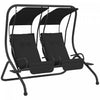 Outsunny Balancoire De Patio 3 Places Avec Auvent Reglable, Noir