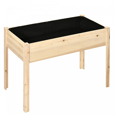 Outsunny 46'' X 24'' Raised Garden Bed, Wooden Elevated Planter Box With Non-woven Liner For Vegetab|Outsunny 47'' X 24'' Jardiniere Sur Pieds Carre Potager Sureleve Exterieur De Jardin Tissu Non-tisse