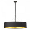 Luminaire suspendu Pallavi de Dainolite de 30 po de diamètre avec abat-jour noir et doré, fini noir mat et 4 ampoules
