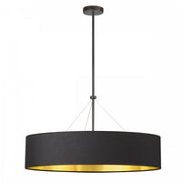 Luminaire suspendu Pallavi de Dainolite de 30 po de diamètre avec abat-jour noir et doré, fini noir mat et 4 ampoules