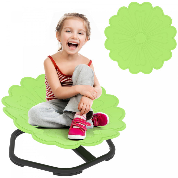Qaba Chaise pivotante pour enfants, chaise sensorielle en forme de fleur pour l'entrainement de la coordination, tabouret oscillant antiderapant pour enfants de 3 a 6 ans, vert