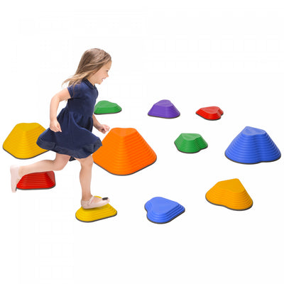 Qaba Stepping Stones Kids, 11pcs Obstacle Course For Kids, Non-slip Heart-shaped Balance Stepping St|Qaba 11 Pcs Tremplins, Parcours D'obstacles Pour Enfants, Pierres De Gue D'equilibre Antiderapantes