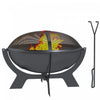 Outsunny Foyer Exterieur Rond Avec Couvercle, Foyer Portable, Noir