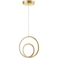Luminaire suspendu Gabriel de Dainolite en silicone blanc qui diffuse la lumière, avec fini laiton vieilli et ampoule à DEL de 22 W