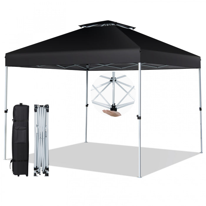 2-tier 10’ X 10’ Pop-up Canopy Tente Gazebo Instantane Sac De Transport Reglable Avec Roue
