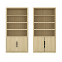 Armoire bibliotheque moderne Rivington 102 cm en chene naturel - Lot de 2