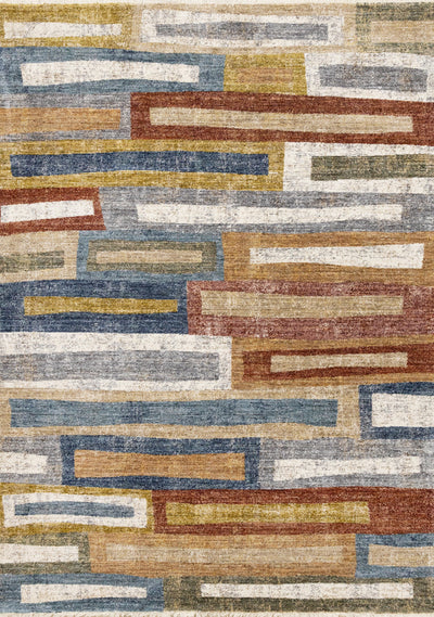 Macey Modern Grey Blue Red Sophisticated Area Runner - 2'0" x 7'10"|Chemin de couloir moderne et raffiné Macey gris, bleu et rouge - 2 pi 0 po x 7 pi 10 po