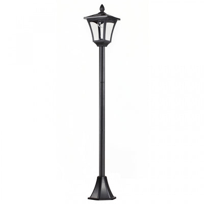 Outsunny Outdoor Garden Solar Post Lamp, Light Sensor Dimmable LED Lantern Bollard Pathway 63" Tall,|Luminaire Exterieur Solaire Lampadaire Lanterne Classique LED 40 Lm Dim. 18l X 18l X 160h Cm Noir