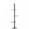 Pawhut 100\" Arbre A Chat Du Sol Au Plafond Avec 3 Perchoirs Centre D'activites Pour Chatons Cat Tower Furniture Gris